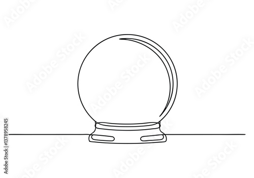 One continuous line drawing of a crystal ball in a minimalist linear style for fortune telling and mystical predictions
