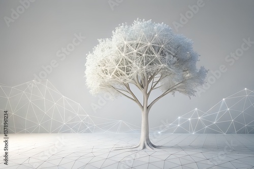Minimalist 3D Fractal Tree Growth Icon - Exponential Gains Symbol