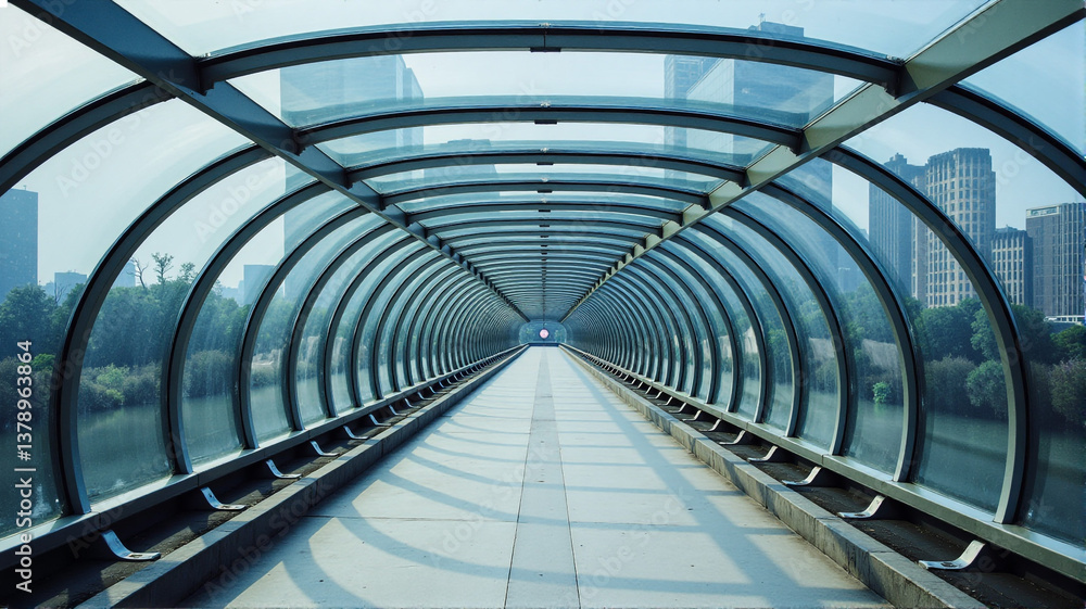 Naklejka premium moving escalator in subway station