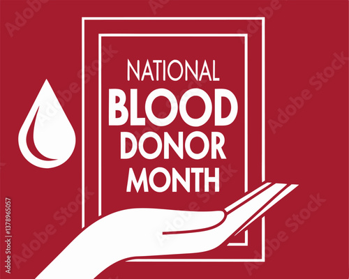 National Blood Donor Month Design: Hand Reaching for Blood Drop Illustration