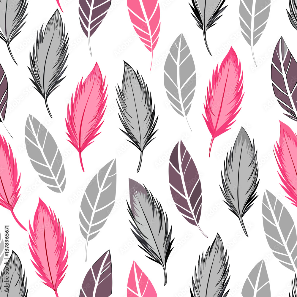 Fototapeta premium seamless pattern with feathers vectors