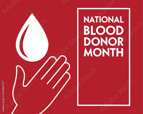 National Blood Donor Month Design: Hand Reaching for Blood Drop Illustration
