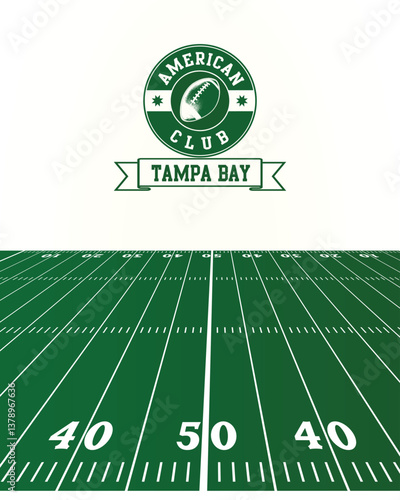 City of Tampa Bay Stamp, American Football green field, Vector Illustration Abstract Editable image, Social Media Post