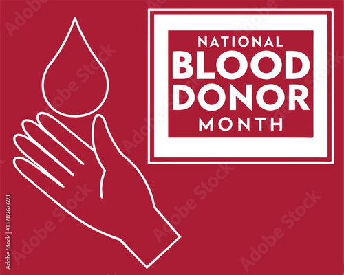 National Blood Donor Month Design: Hand Reaching for Blood Drop Illustration