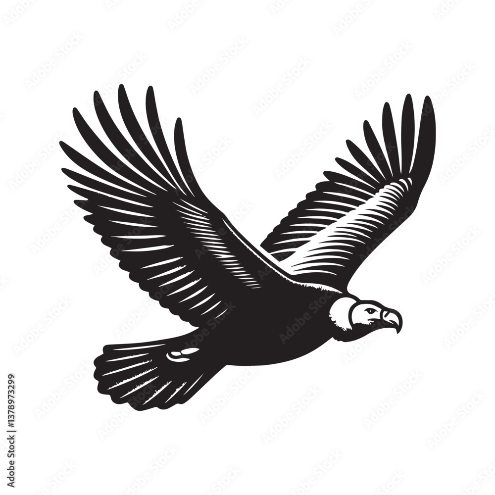 Obraz premium Simple California Condor Flying Vector Icon – Vintage Logo & Retro Illustration