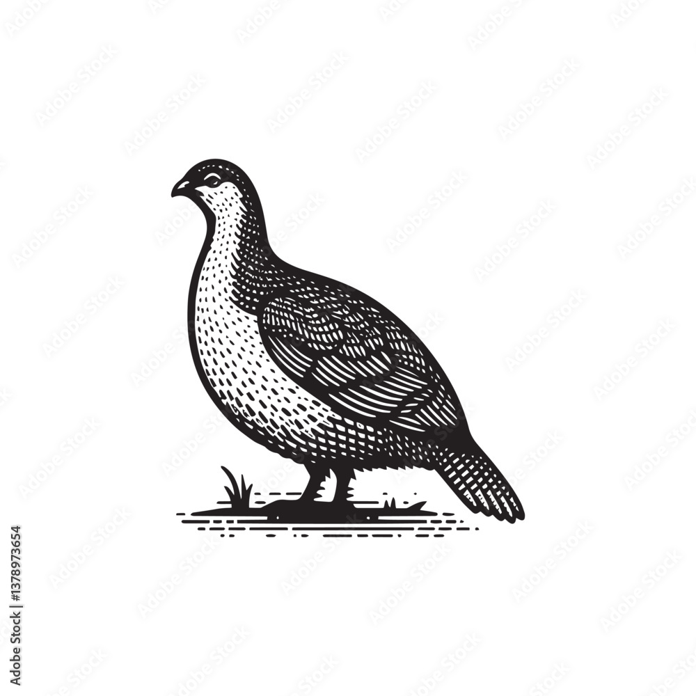 Obraz premium Simple Sage Grouse Side View Vector Icon – Vintage Logo & Retro Illustration