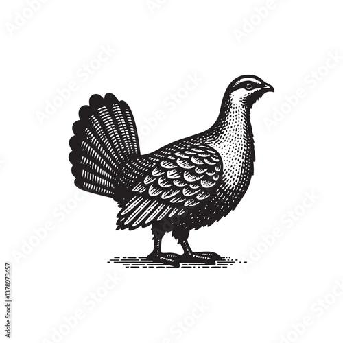 Simple Sage Grouse Side View Vector Icon – Vintage Logo & Retro Illustration