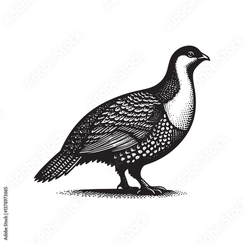 Simple Sage Grouse Side View Vector Icon – Vintage Logo & Retro Illustration