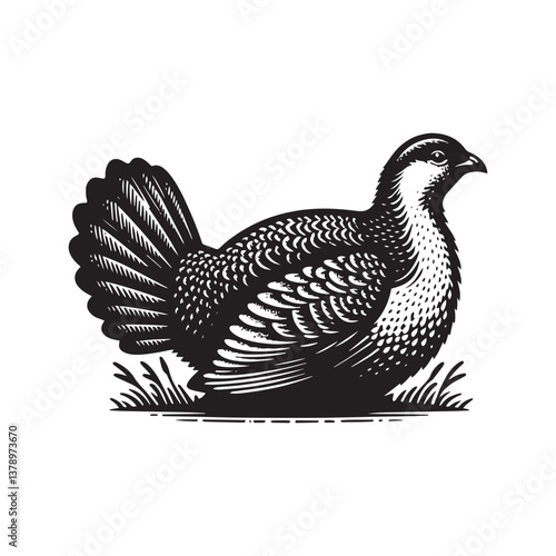 Simple Sage Grouse Side View Vector Icon – Vintage Logo & Retro Illustration