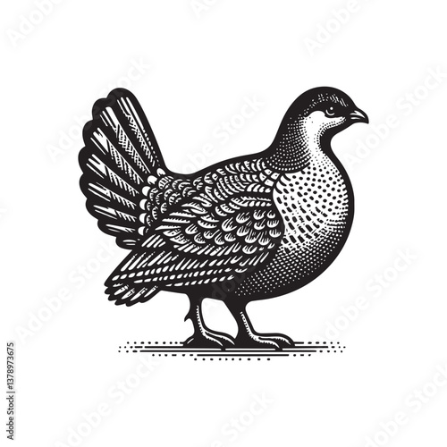 Simple Sage Grouse Side View Vector Icon – Vintage Logo & Retro Illustration
