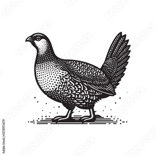 Simple Sage Grouse Side View Vector Icon – Vintage Logo & Retro Illustration