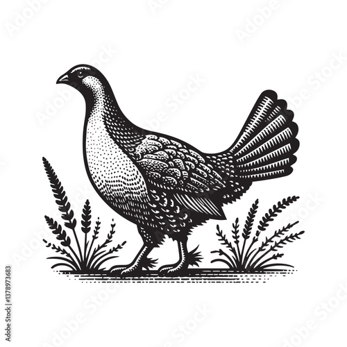 Simple Sage Grouse Side View Vector Icon – Vintage Logo & Retro Illustration