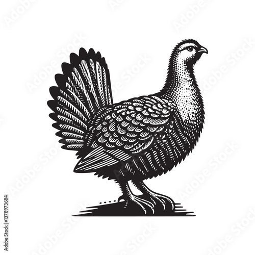 Simple Sage Grouse Side View Vector Icon – Vintage Logo & Retro Illustration