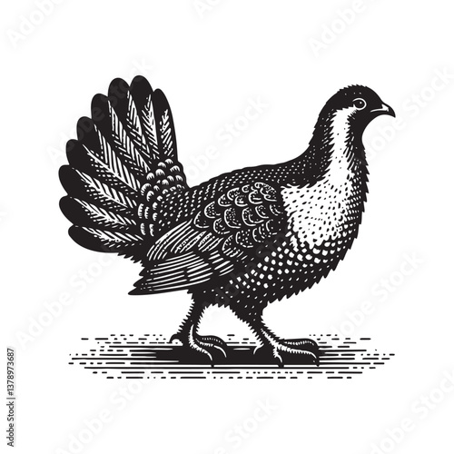 Simple Sage Grouse Side View Vector Icon – Vintage Logo & Retro Illustration