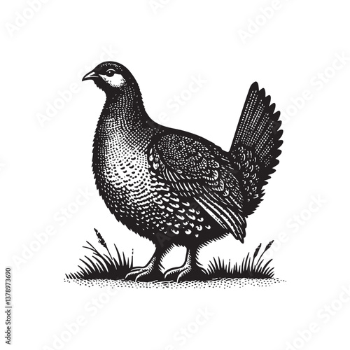 Simple Sage Grouse Side View Vector Icon – Vintage Logo & Retro Illustration