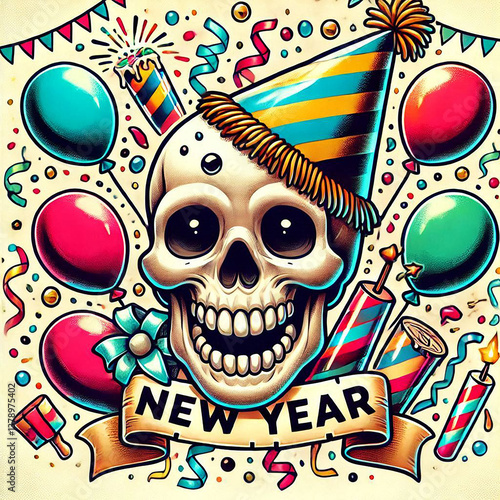 Skull in party celebration 
