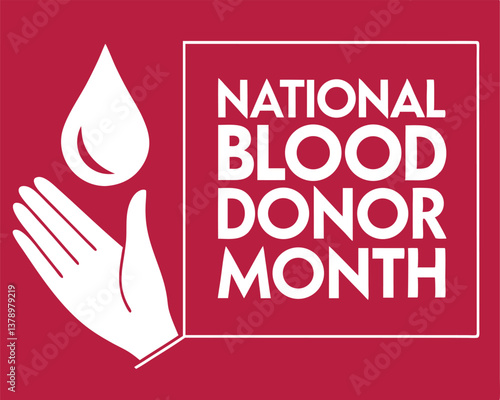 National Blood Donor Month Design: Hand Reaching for Blood Drop Illustration