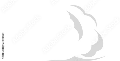 Simple stylized gray cartoon cloud floating on a white background, with a flat, minimalist design and pastel color palette, ideal for communication and weather related projects