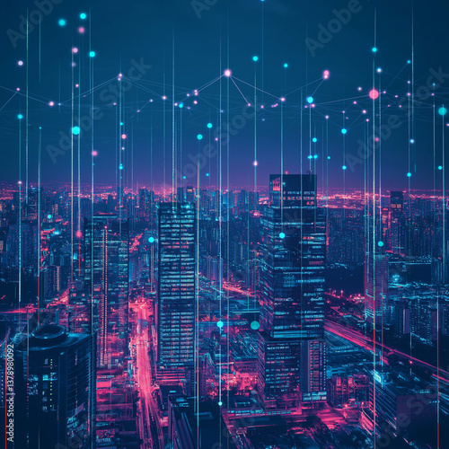 Wallpaper Mural A panoramic view of a futuristic cyber city Torontodigital.ca