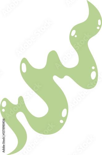 Wavy green slime with bubbles is floating upwards on a white background, creating a visually appealing abstract representation of goo, possibly suitable for Halloween or other themed projects