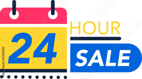 Calendar icon featuring number 24 signaling a limited time promotion, highlighting the start of a twenty four hour sale, enticing customers with exclusive offers and discounts