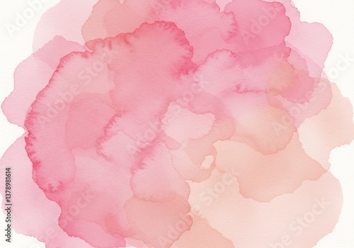 Soft pink and peach watercolor abstract art gentle light and airy feel. AI Generated