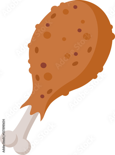 Simple vector illustration of a crispy fried chicken leg isolated on white background, representing fast food, unhealthy eating habits, and fried dishes