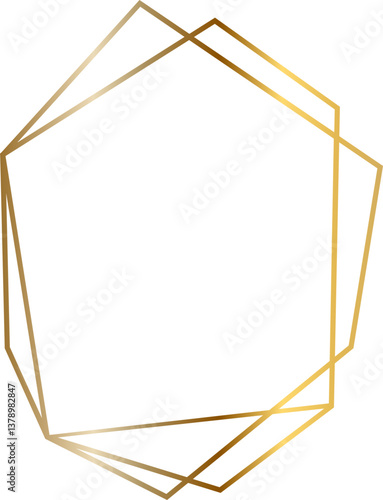 Golden frame with irregular geometric shape creating elegant design, perfect for invitations, cards or any design project requiring a touch of sophistication and modernity