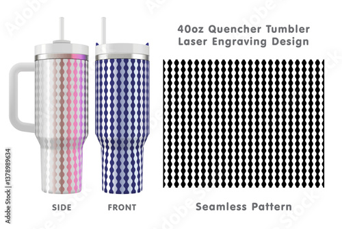 Seamless laser engraving design for 40oz quencher tumbler. Abstract tileable pattern. Full tumbler wrap. Vector illustration.