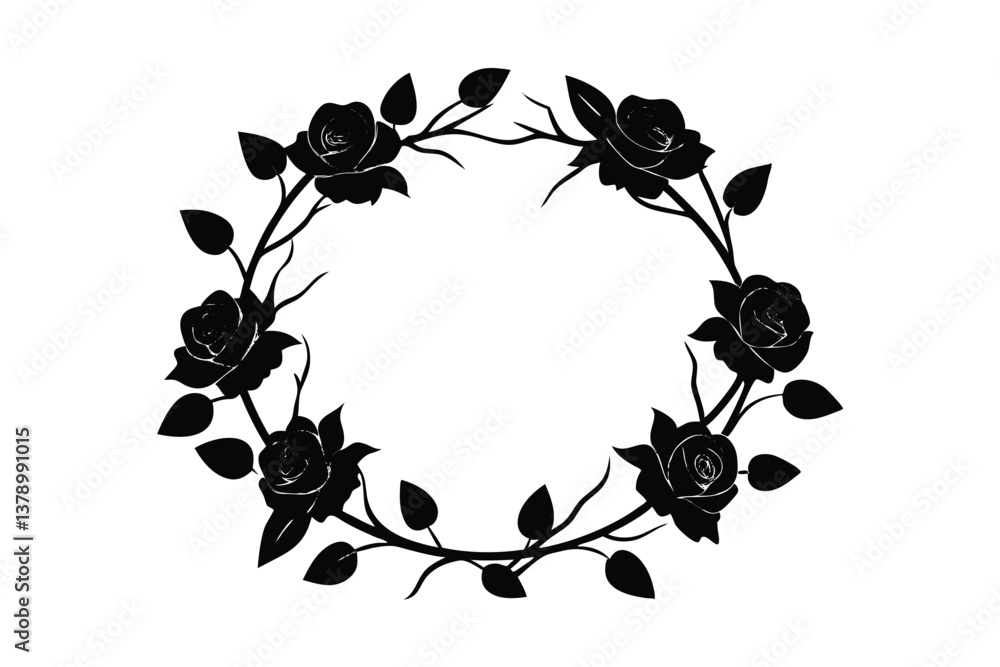 Fototapeta premium rose vine-wreath-silhouette 