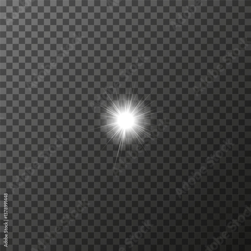 The illustration depicts a bright flash of light emitting thin rays. The flash has a spherical shape and an intense white glow, creating a shining effect. EPS10 vector illustration.