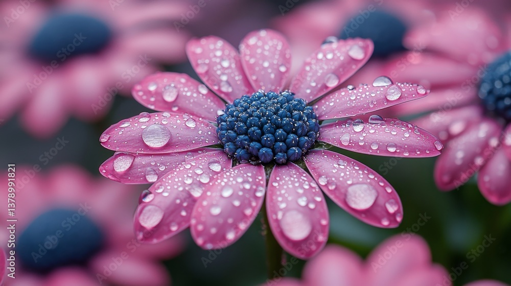 A close up of a pink flower with water droplets on it A close up of a pink flower with water droplets on it