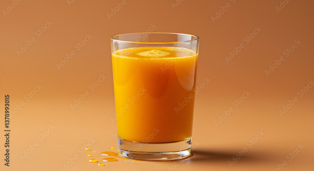 Invigorating turmeric, carrot and orange juice blend in elegant glass setting Invigorating turmeric, carrot and orange juice blend in elegant glass setting