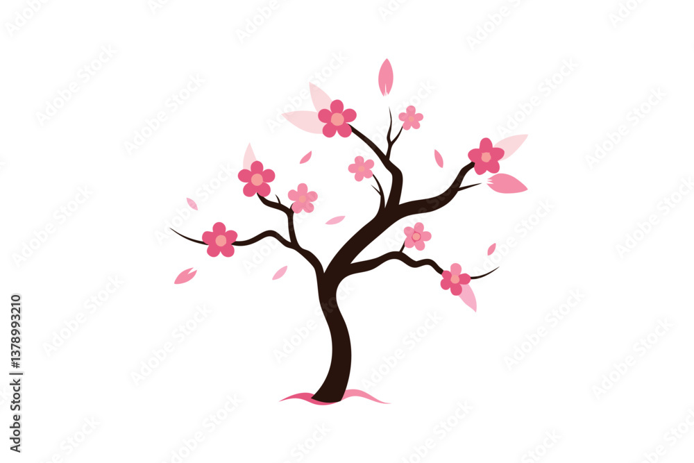 Fototapeta premium vector tree with pink flowers