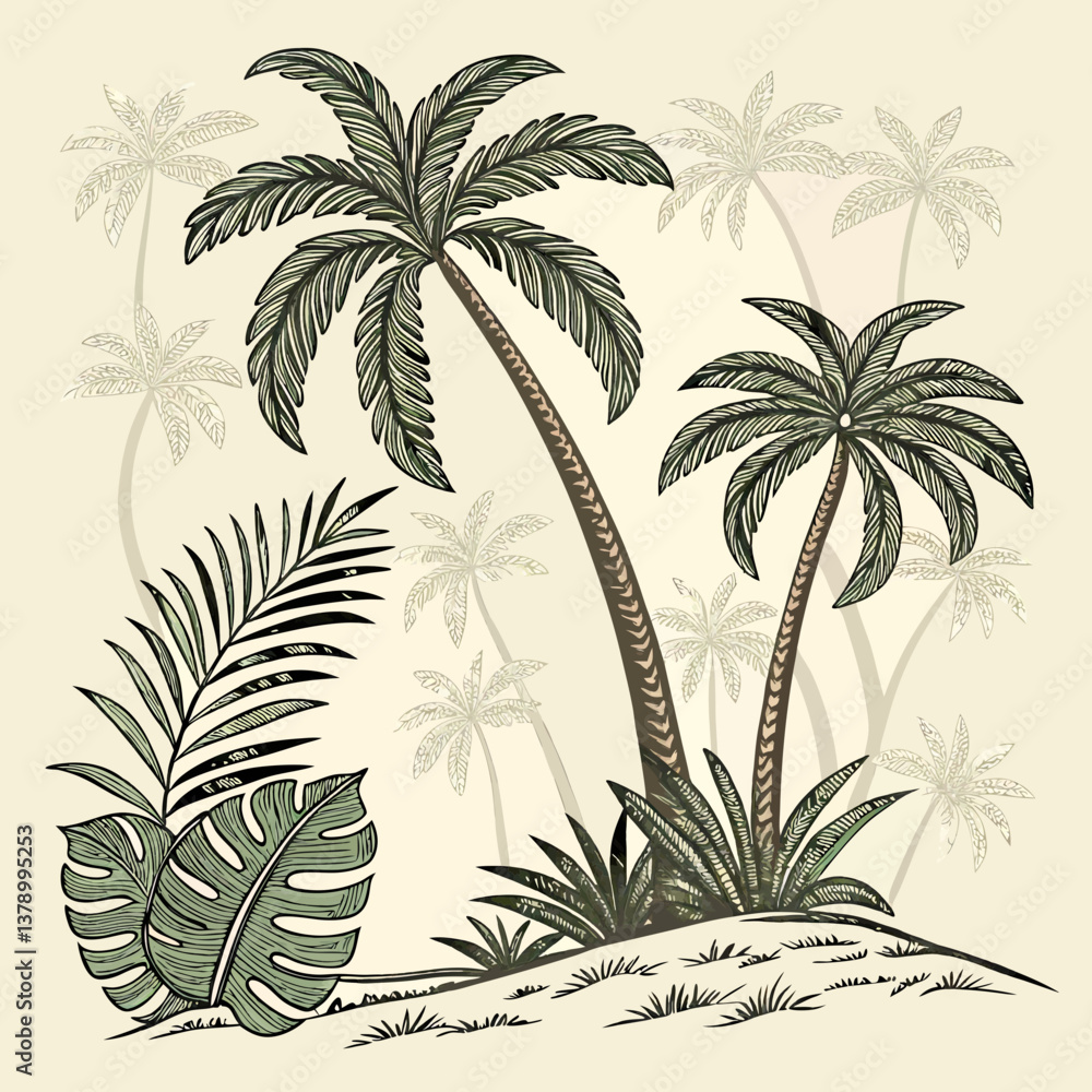 Fototapeta premium seamless pattern with palm trees