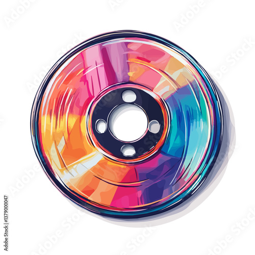 CD Disc minimalist flat illustration, featuring a clean design isolated on a white background.

