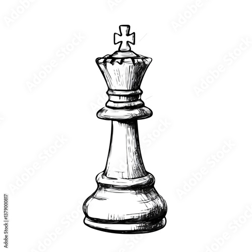 Chess Piece minimalist flat illustration, featuring a clean design isolated on a white background.

