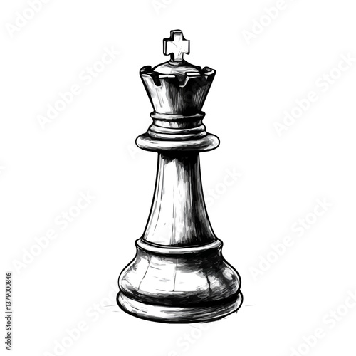 Chess Piece minimalist flat illustration, featuring a clean design isolated on a white background.

