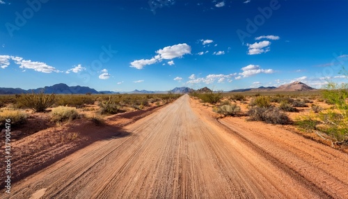 Wallpaper Mural dirt road stretching through arizona desert under a vast blue sky Torontodigital.ca