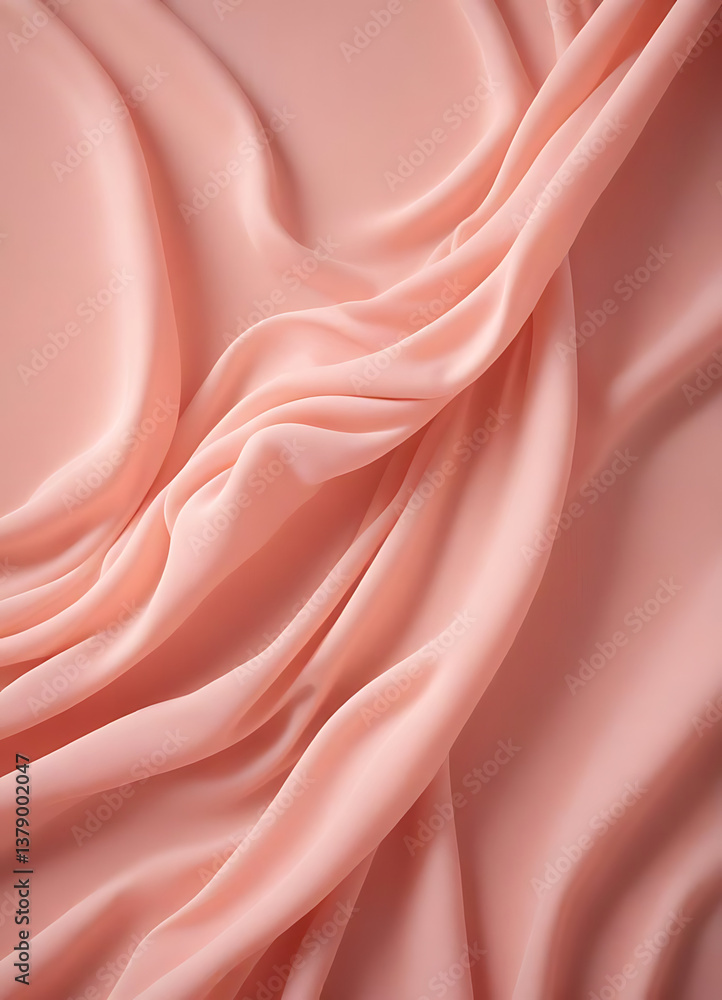 Soft Peach Satin Fabric with Graceful Folds Soft Peach Satin Fabric with Graceful Folds
