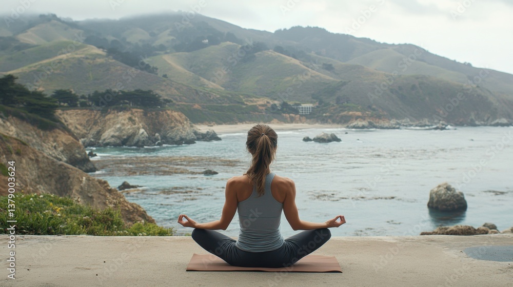 Fototapeta premium Meditation practice near the ocean