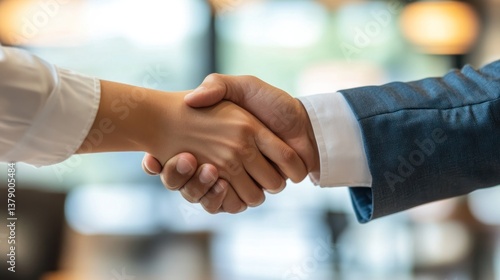 Close-up of professional handshake symbolizing agreement and collaboration deal