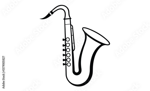 Saxophone with notes silhouette