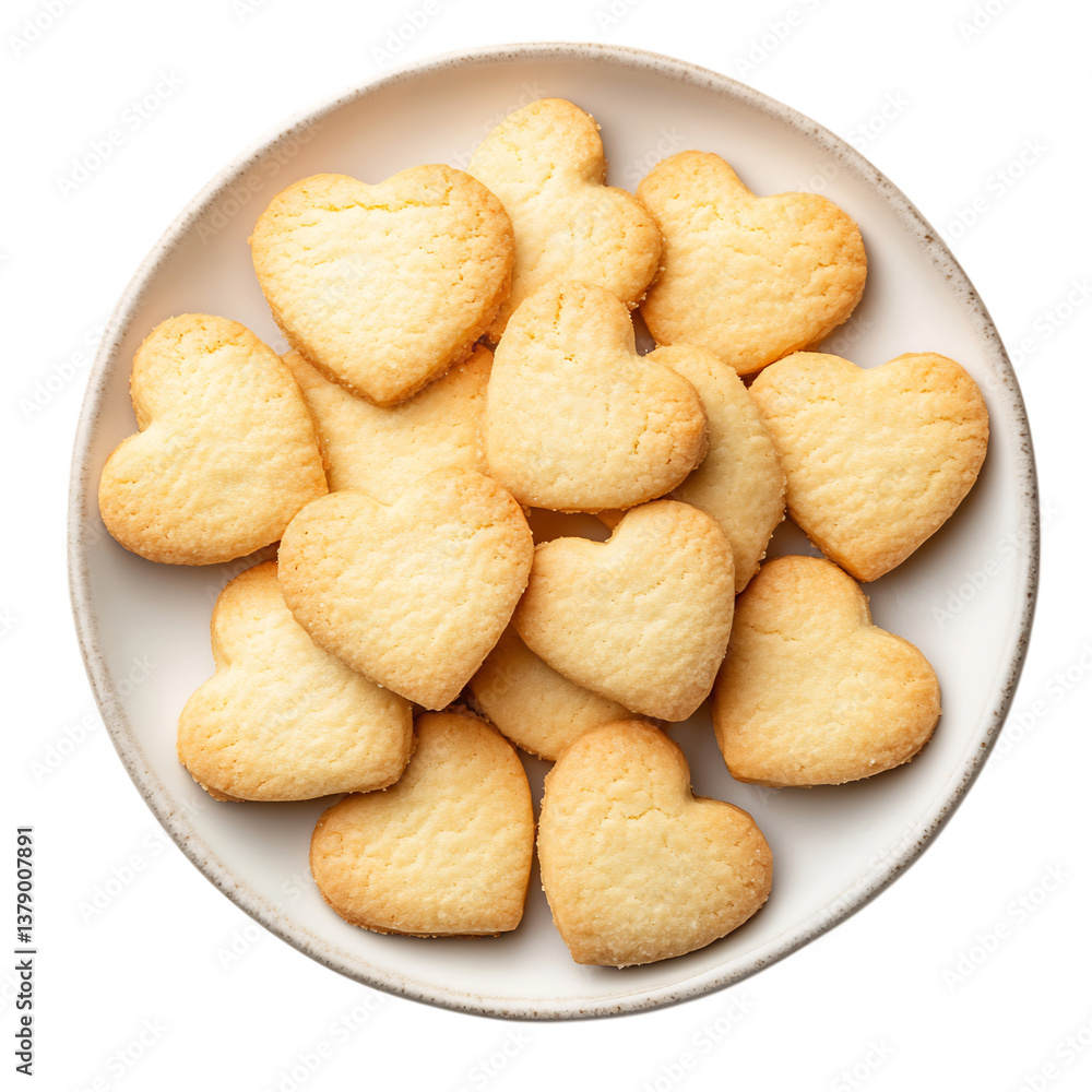 Heart Shaped Butter Shortbread Cookies Isolated on Transparent Background Heart Shaped Butter Shortbread Cookies Isolated on Transparent Background