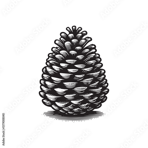 Simple Lodgepole Pine Seed Vector Icon – Vintage Logo & Retro Illustration