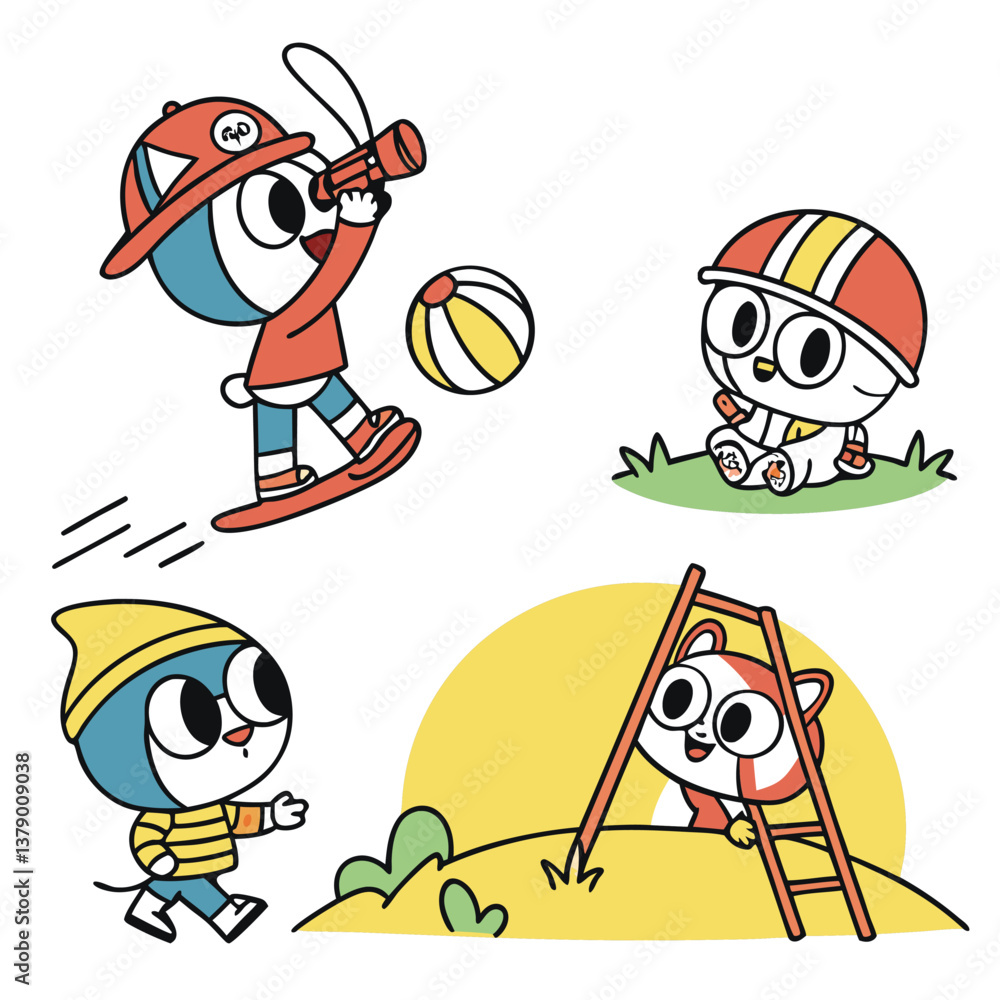 Fototapeta premium Cartoon pirate boy with treasure chest and treasure in a fun kids illustration