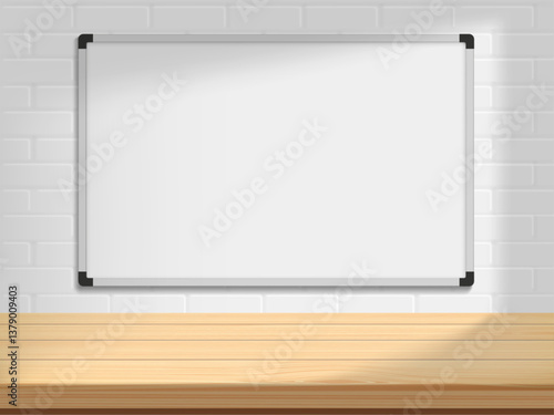 Office marker board template for business above the desktop. Vector mockup