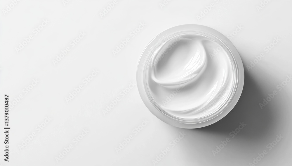 Creamy, white face moisturizer in a clear jar Creamy, white face moisturizer in a clear jar