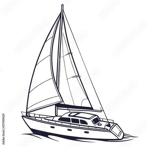 yacht on white