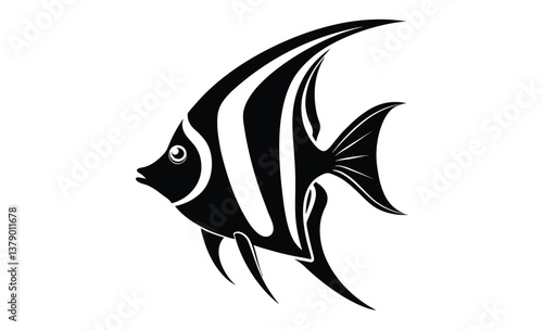 Angelfish fish vector silhouette, angelfish fish on white background 